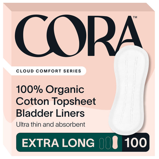 Cora empaque frontal mostrando protección extra larga y beneficio discreción