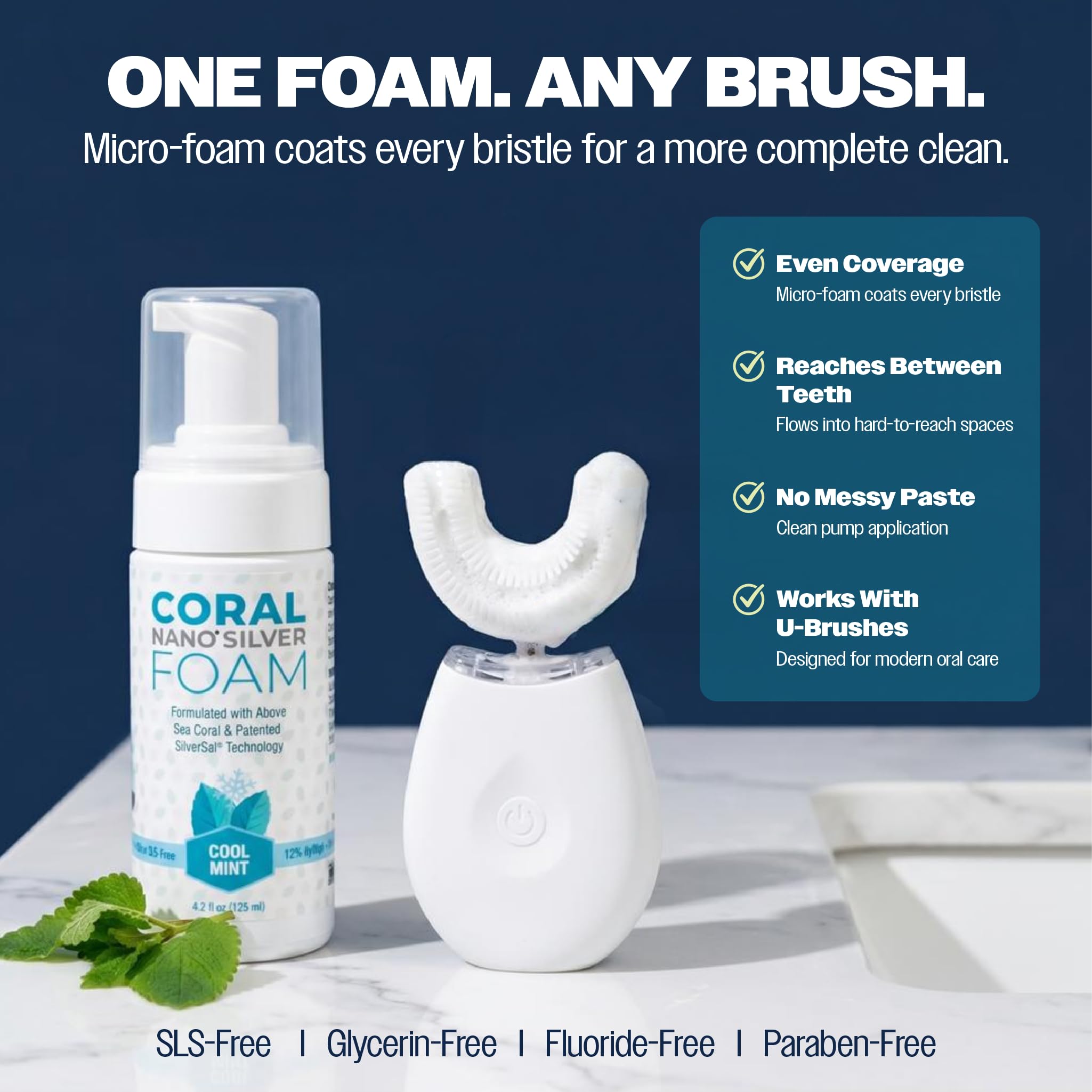 Detalle de la bomba dispensadora Coral White para dosificación sin desperdicio