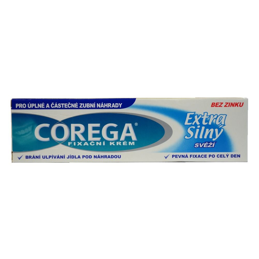 Corega crema en primer plano que muestra textura cremosa y aplicación fácil
