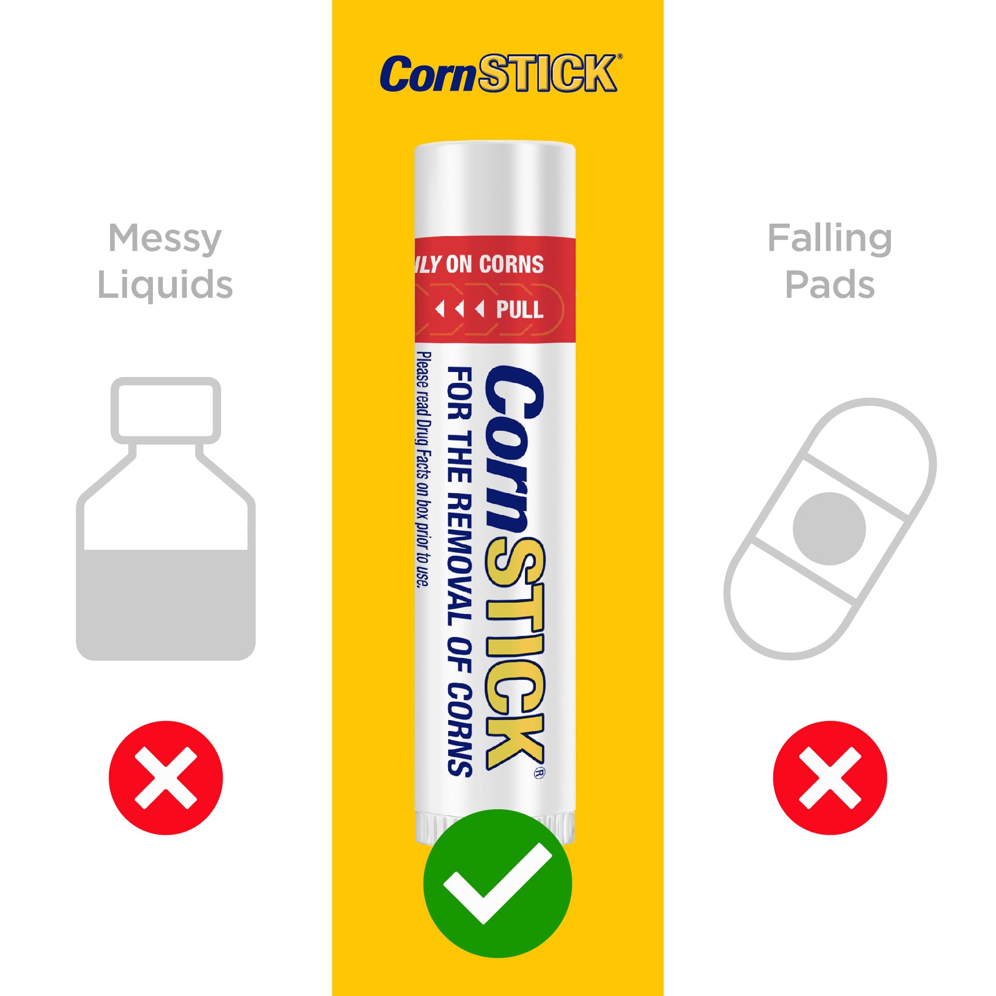 CornStick junto a una moneda para comparar tamaño y portabilidad