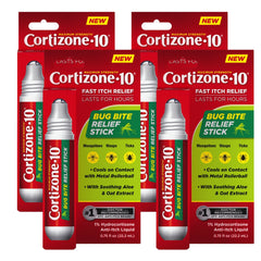 Cortizone-10 frente del empaque mostrando cuatro sticks y beneficios