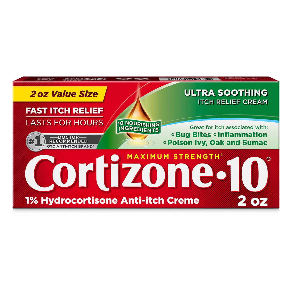 Cortizone 10 frente del tubo mostrando el envase práctico y portátil