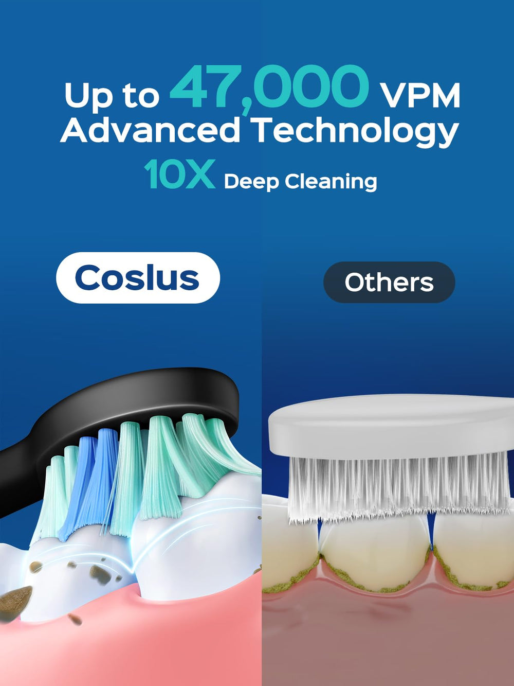 COSLUS C40 primer plano de cerdas en diseño W para limpieza profunda segura