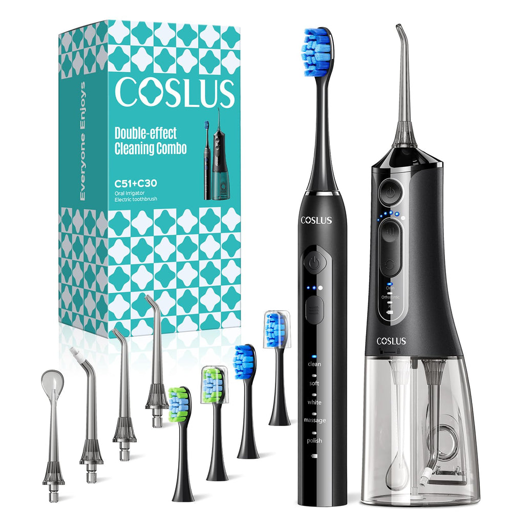 COSLUS vista frontal del kit con ambos dispositivos, limpieza completa