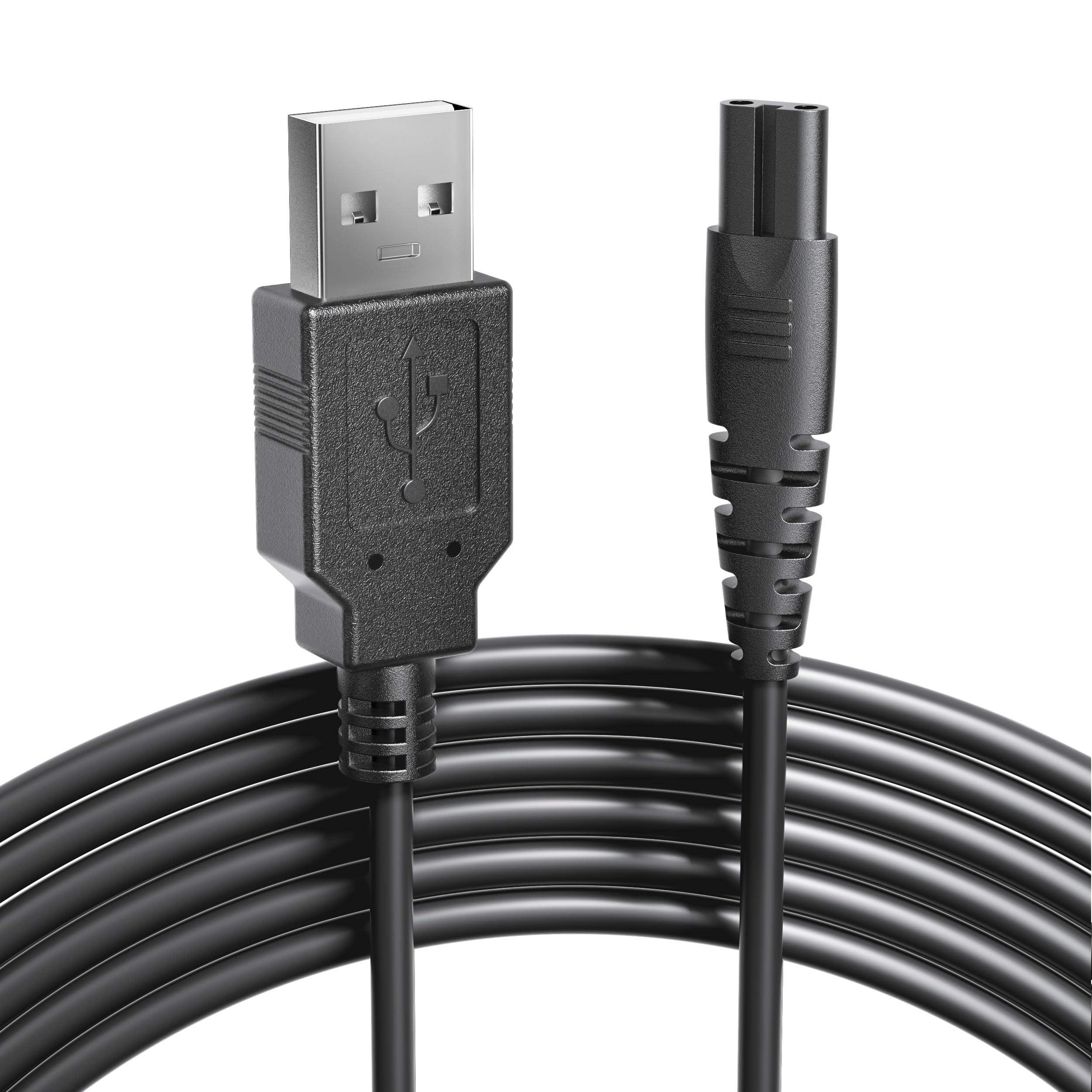 COSLUS cargador frontal negro mostrando el conector compatible y carga fiable