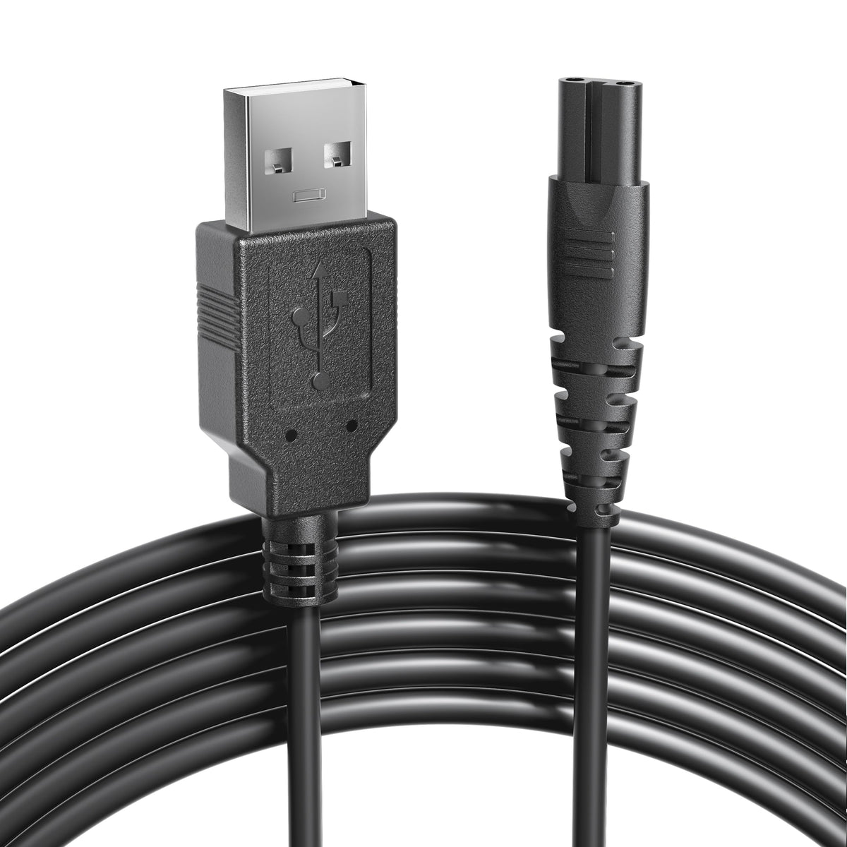 COSLUS cargador frontal negro mostrando el conector compatible y carga fiable