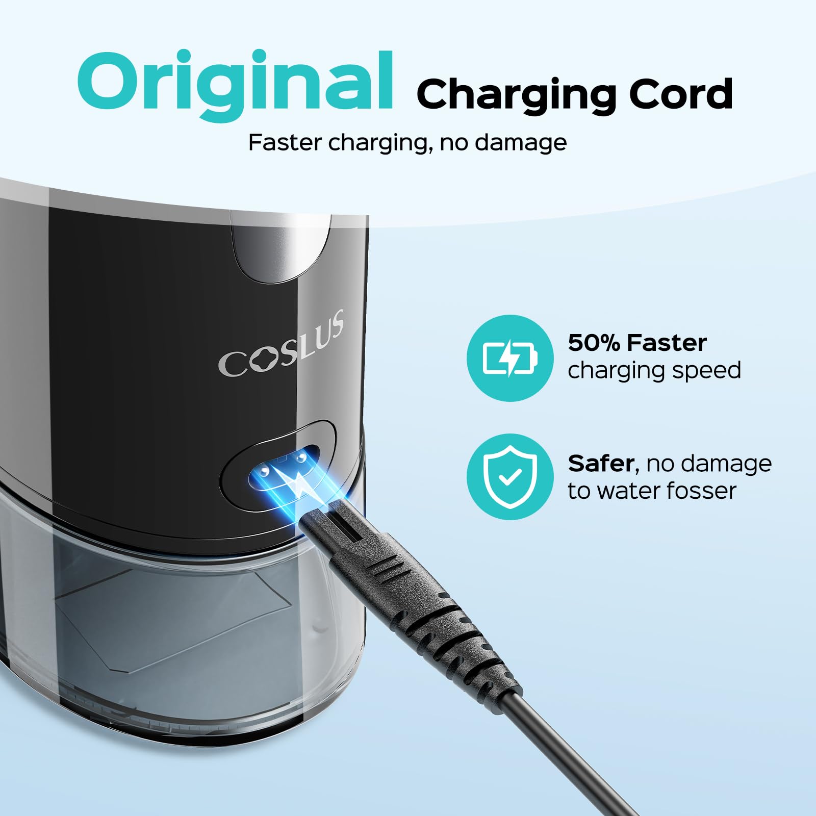 COSLUS primer plano del conector 8‑pin que garantiza ajuste seguro y protección