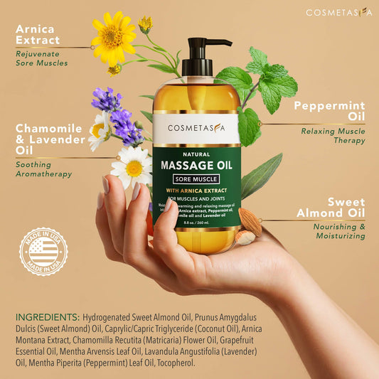 Cosmetasa detalle de botellas y textura de aceite brindando hidratación