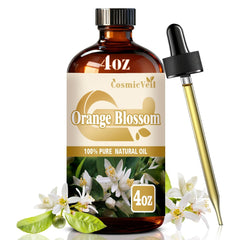 CosmicVeil frasco frontal azahar mostrando etiqueta y beneficio aroma duradero