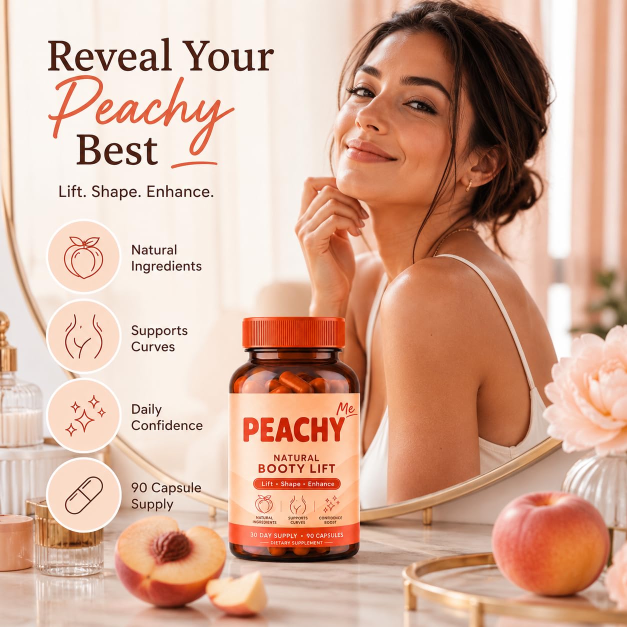 detalle de cápsula Cosmody abierta señalando ingredientes vegetales activos