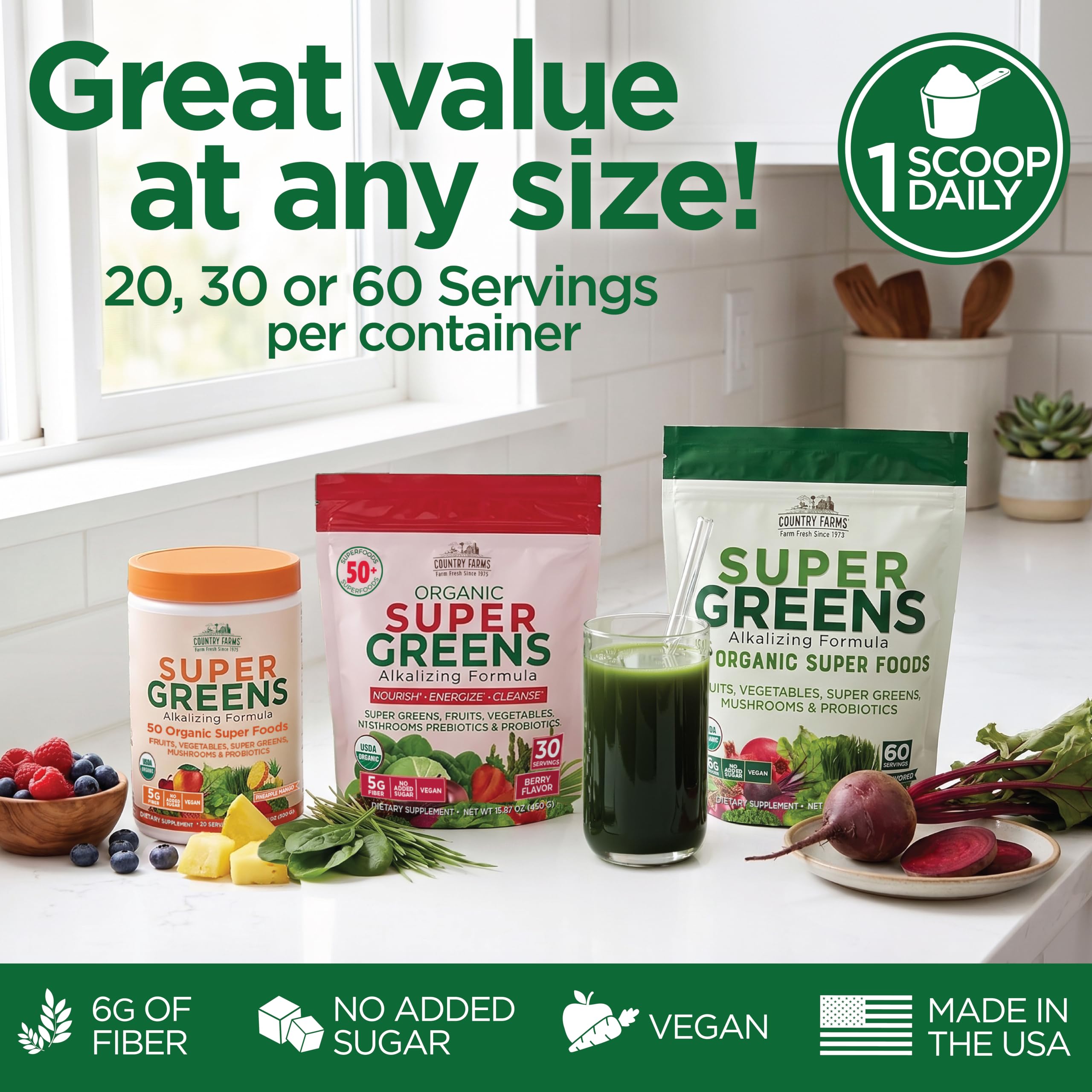 Country Farms producto en una cocina moderna, integración en rutina diaria