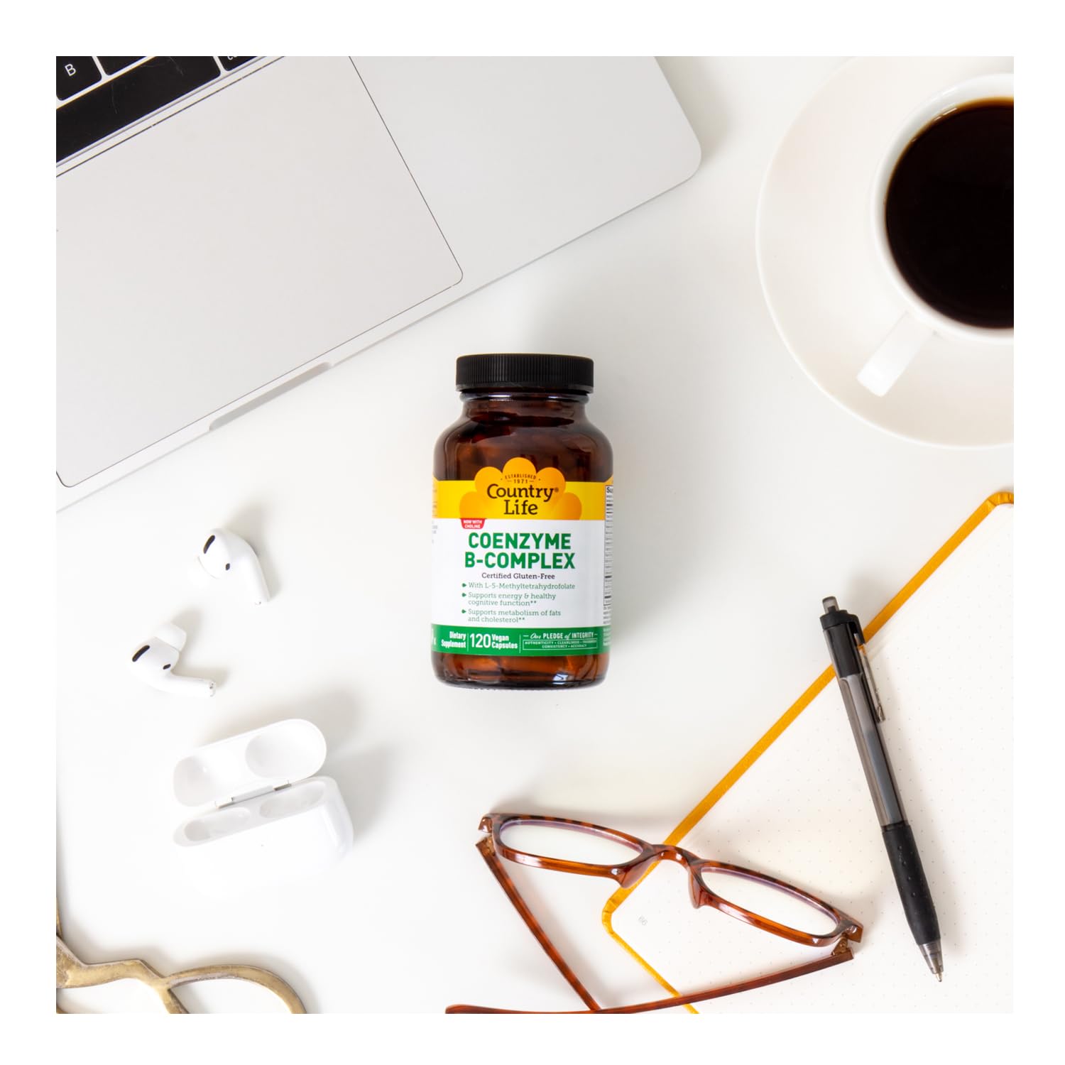 Country Life producto en escena saludable con frutas para estilo de vida equilibrado