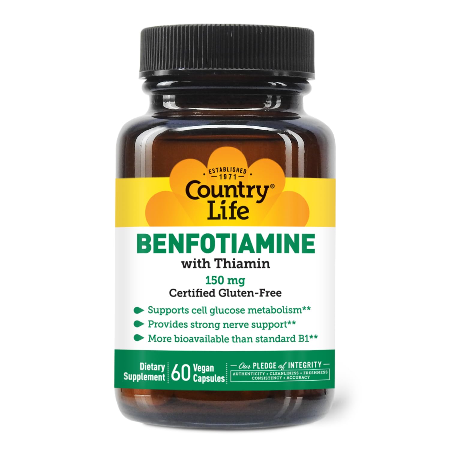 Country Life etiqueta con lista de ingredientes y beneficios claros