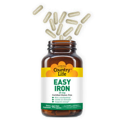 Country Life Easy Iron con iconos veganos y vegetales, apto para dietas basadas en plantas