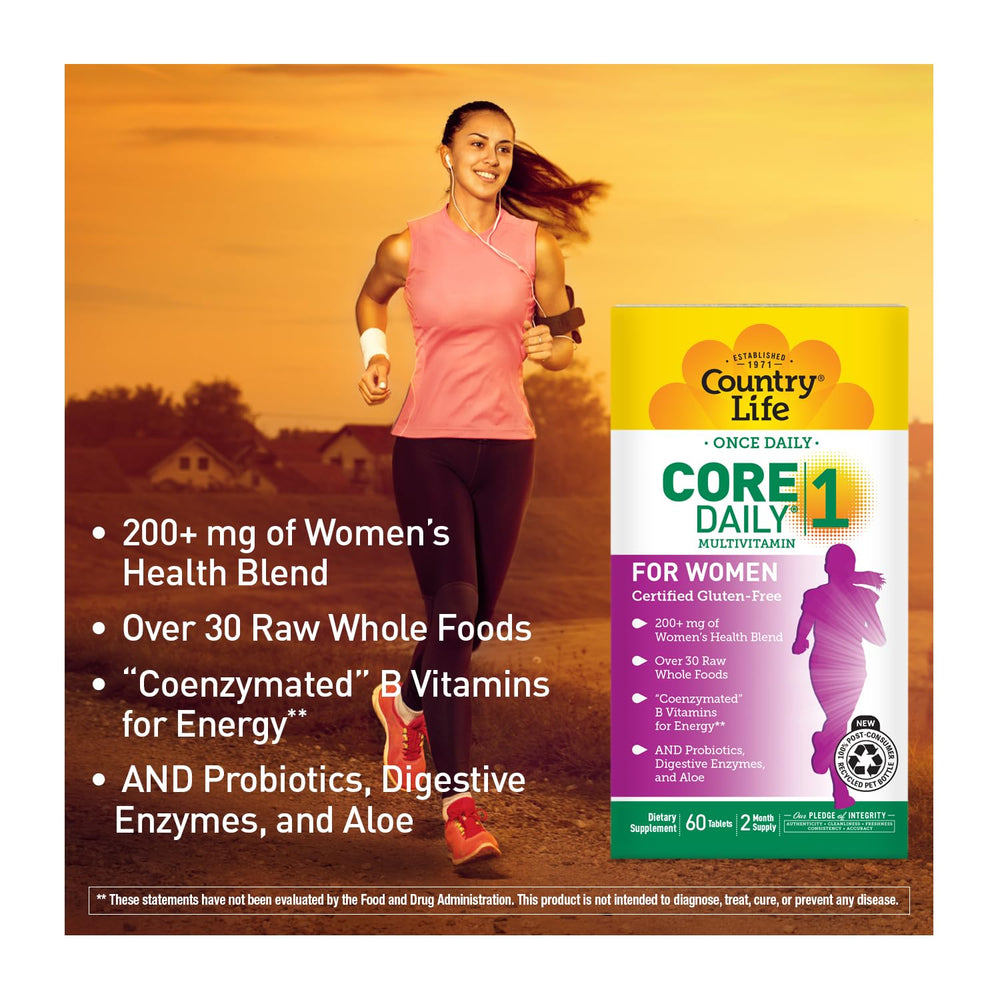 Country Life primer plano de ingredientes whole foods incluidos, apoyo nutricional
