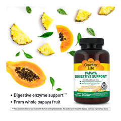 Country Life textura de wafer masticable destacando ingrediente papaya