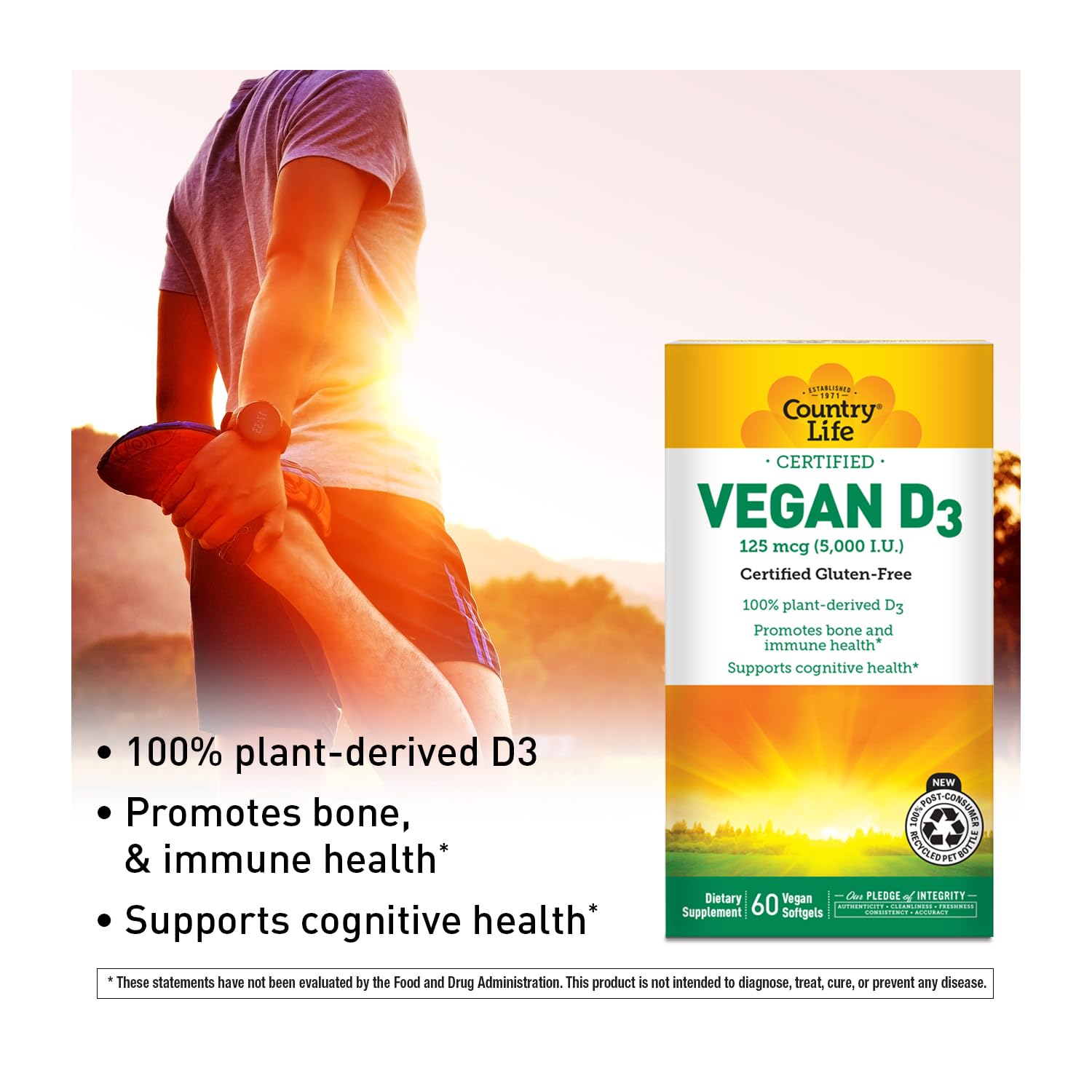 Country Life etiqueta con certificaciones vegana y sin gluten para confianza