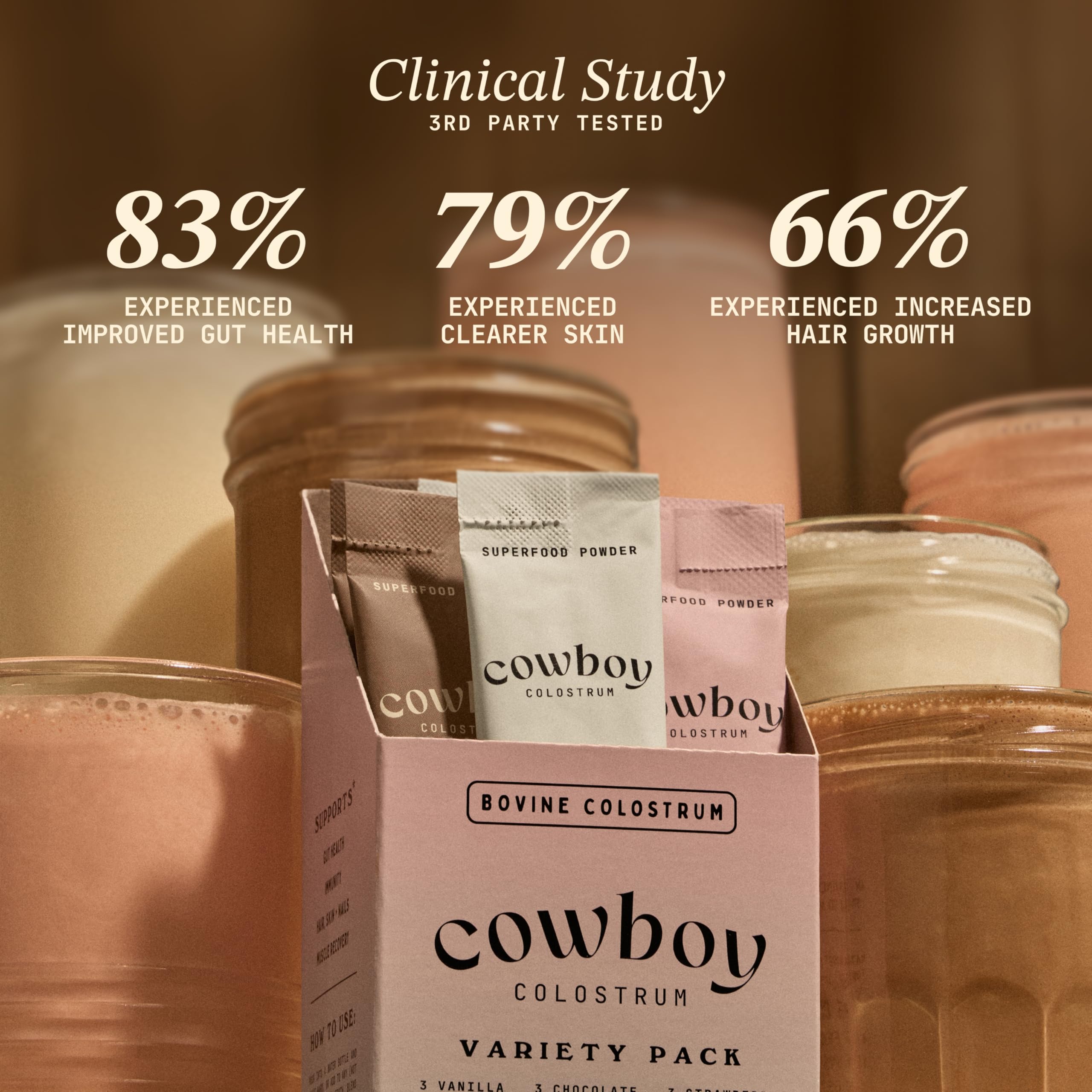 Lifestyle con Cowboy Colostrum en mochila de viaje, suplemento práctico diario