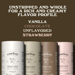 COWBOY COLOSTRUM fresas e ingredientes naturales que sugieren sabor real