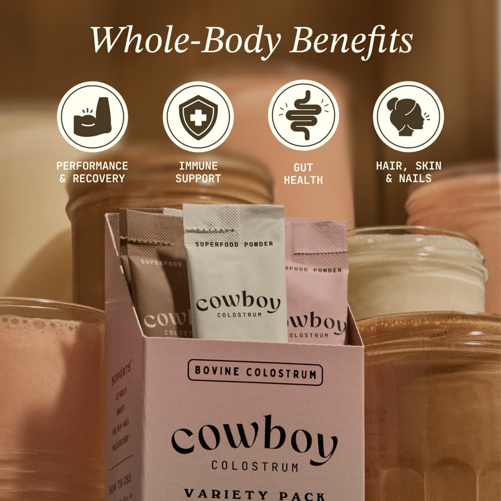Cowboy Colostrum mezclado en batido mostrando disolución sin grumos