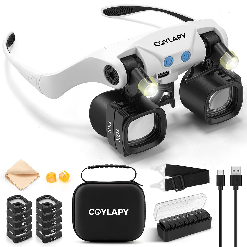 COYLAPY vista frontal con diadema y montura blanca, herramienta profesional