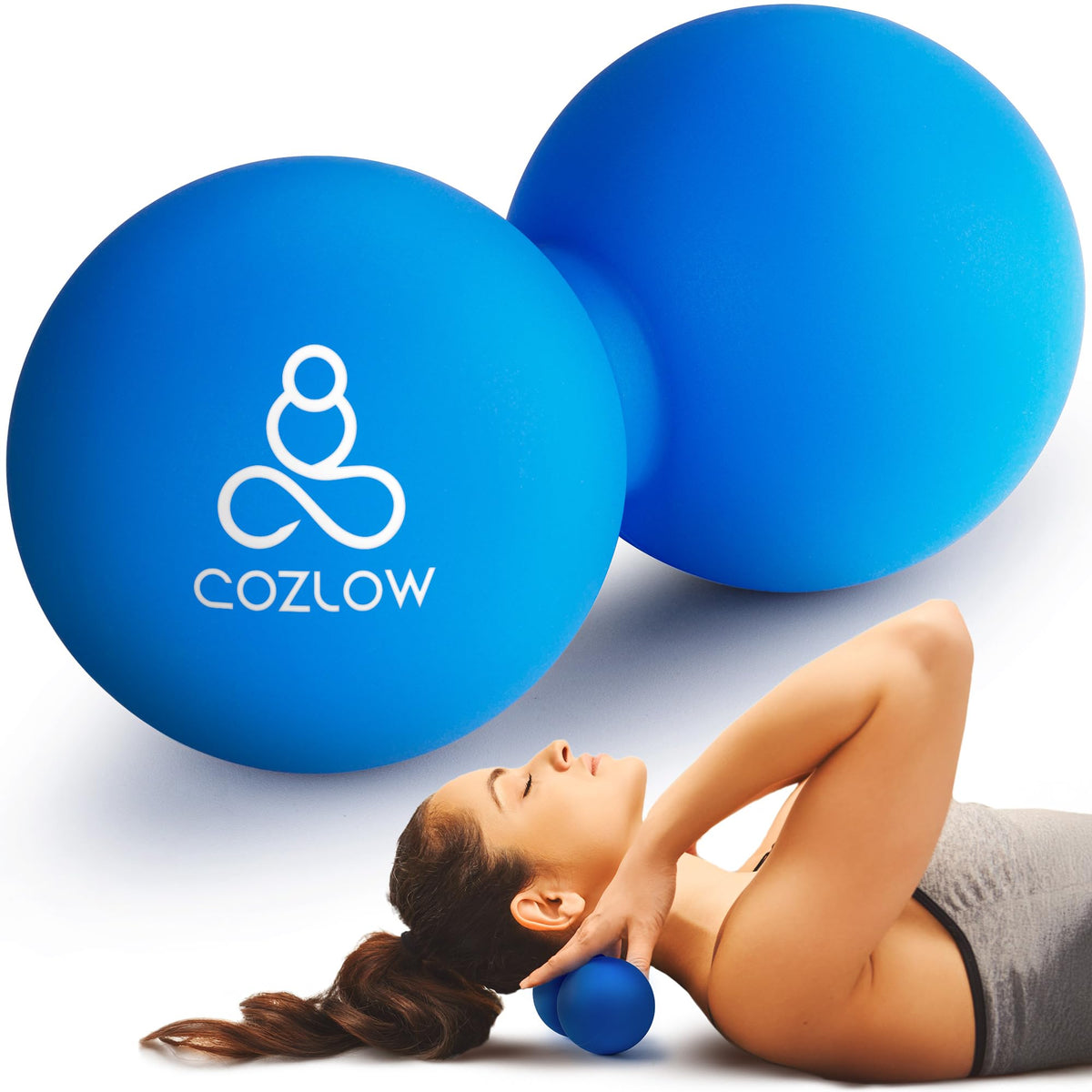 COZLOW caja frontal cobalto mostrando la bola y beneficios de recuperación