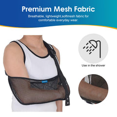 Cozyhealth hombre usando el cabestrillo para inmovilizar hombro, comodidad y soporte