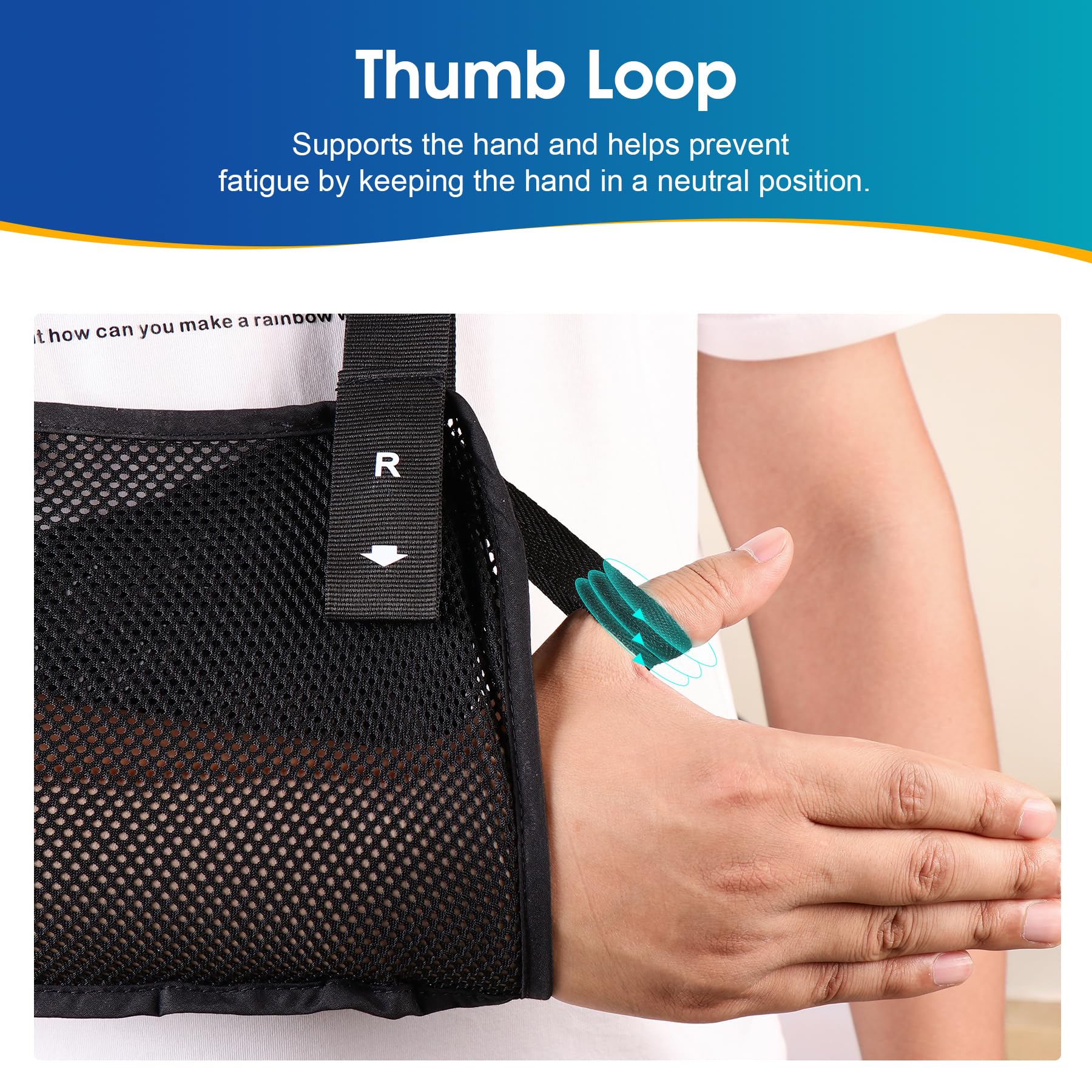 Cozyhealth mujer con el cabestrillo puesto en la ducha, material que permite paso de agua