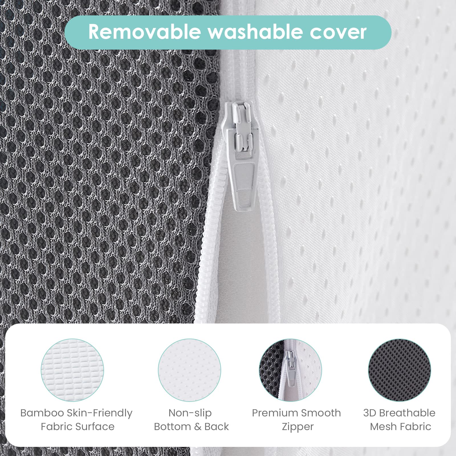 Cozymaker cuña junto a almohadas para comparar tamaño, escala real