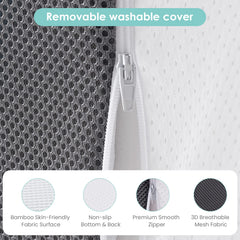 Cozymaker cuña junto a almohadas para comparar tamaño, escala real