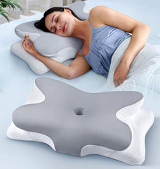 cozyplayer almohada frontal mostrando contorno y beneficio de soporte cervical