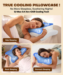 Cozyplayer almohada en uso por persona de lado mostrando soporte cervical