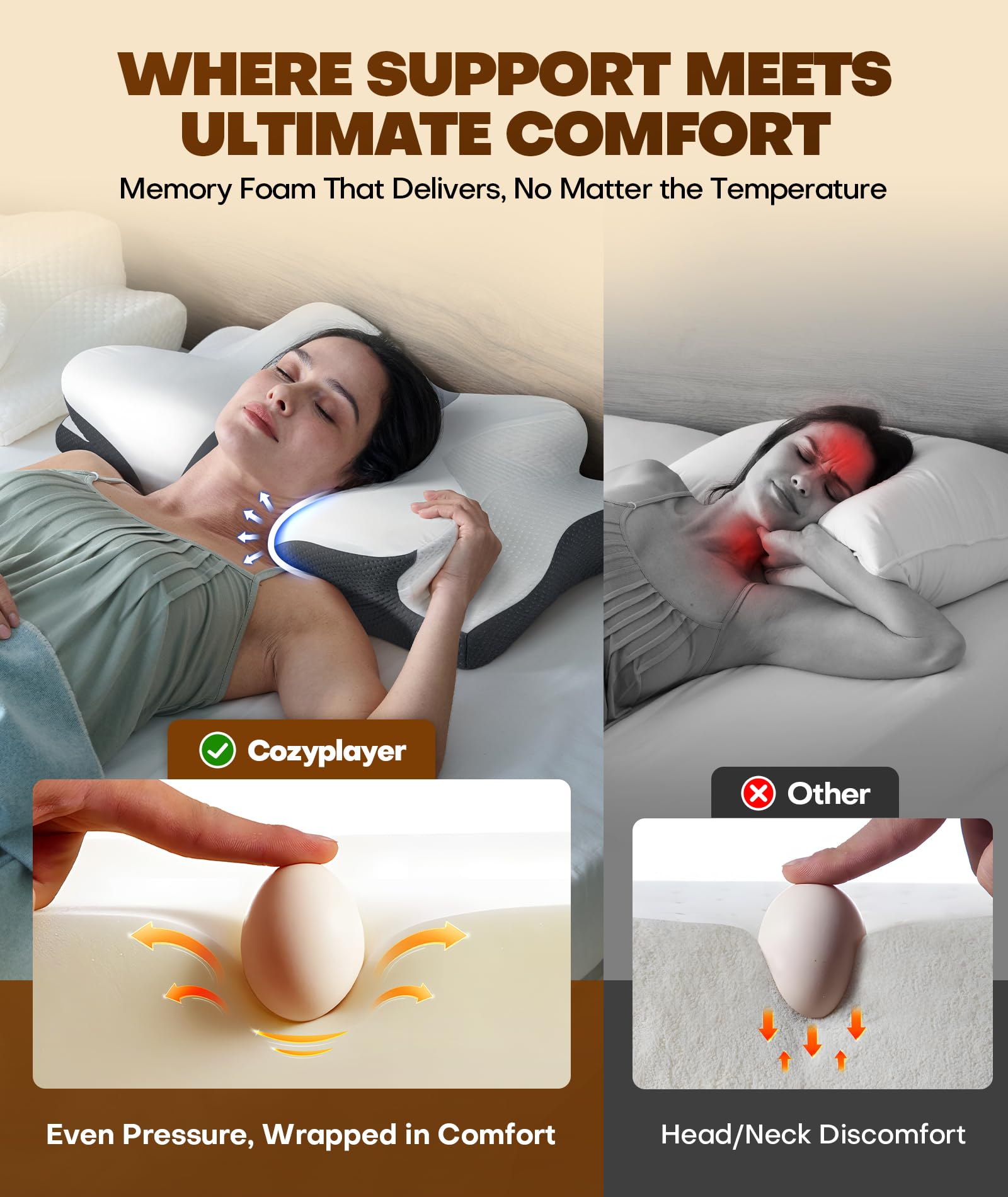 Cozyplayer etiqueta con certificaciones OEKO-TEX y CertiPUR-US visibles