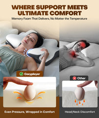 Cozyplayer etiqueta con certificaciones OEKO-TEX y CertiPUR-US visibles