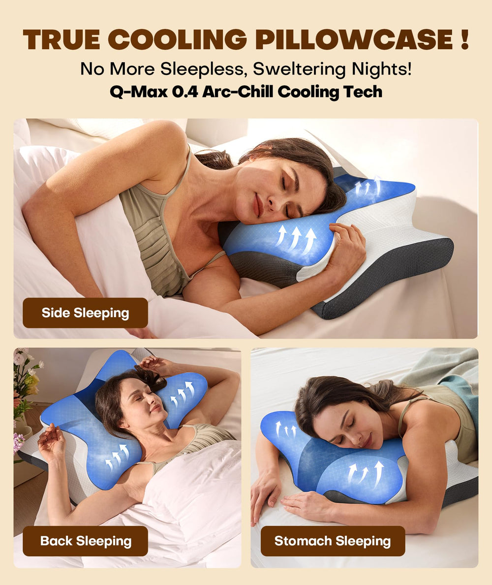 Cozyplayer almohada en uso por una durmiente lateral mostrando ergonomía