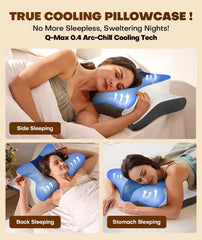 Cozyplayer almohada en uso por una durmiente lateral mostrando ergonomía