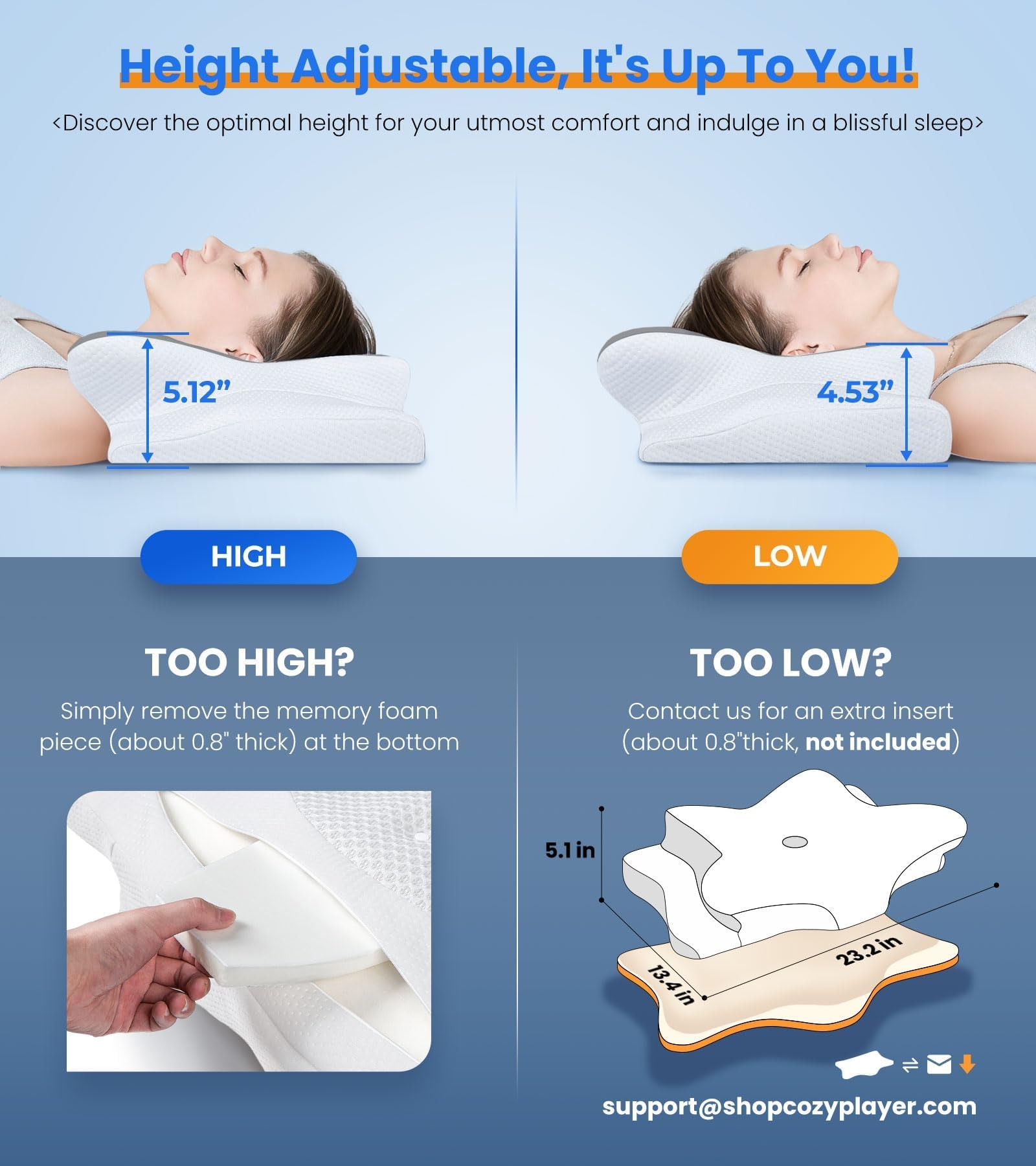 Cozyplayer en uso por durmiente lateral, soporte cervical equilibrado
