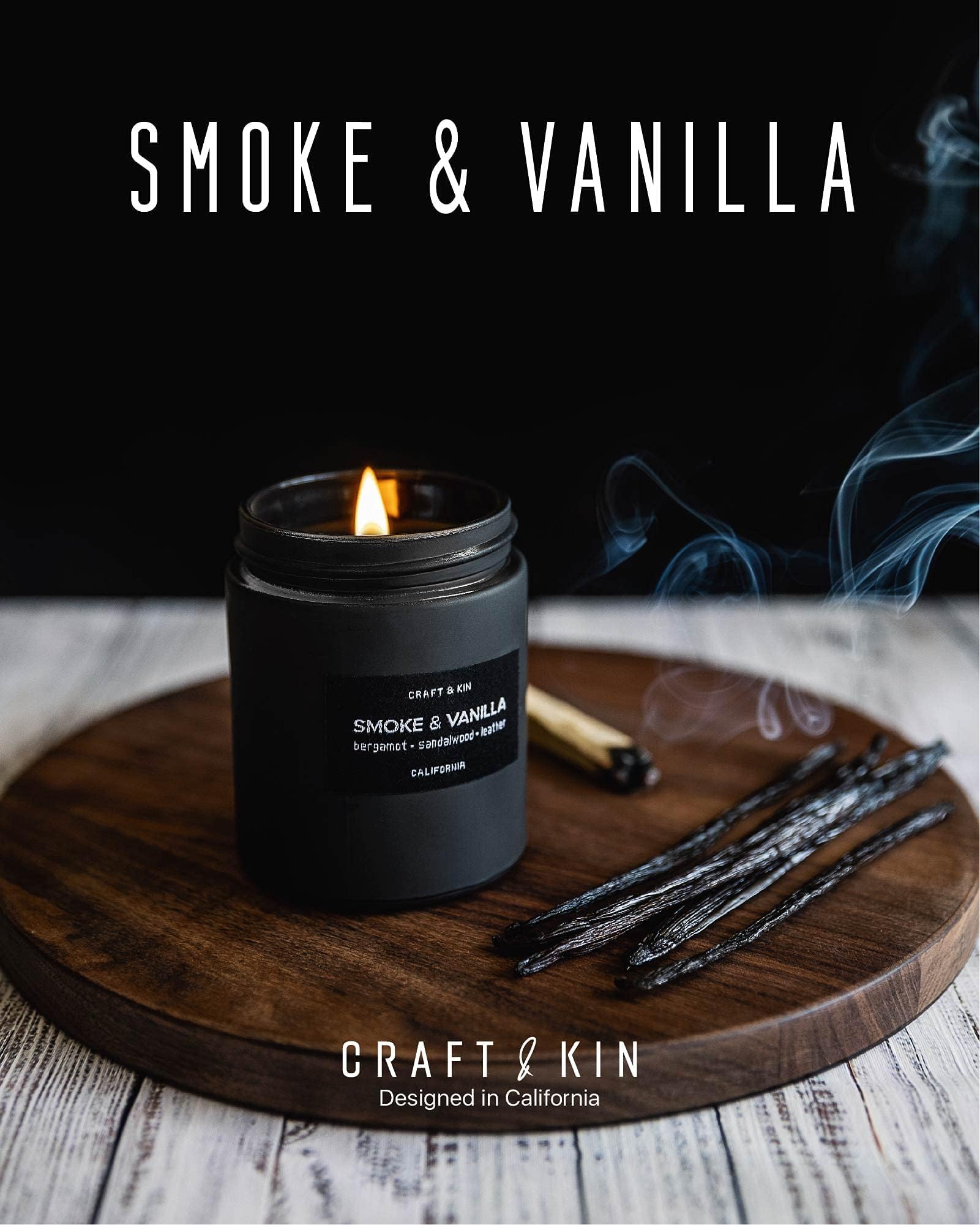 Craft & Kin mecha de madera con crepitar y combustión limpia