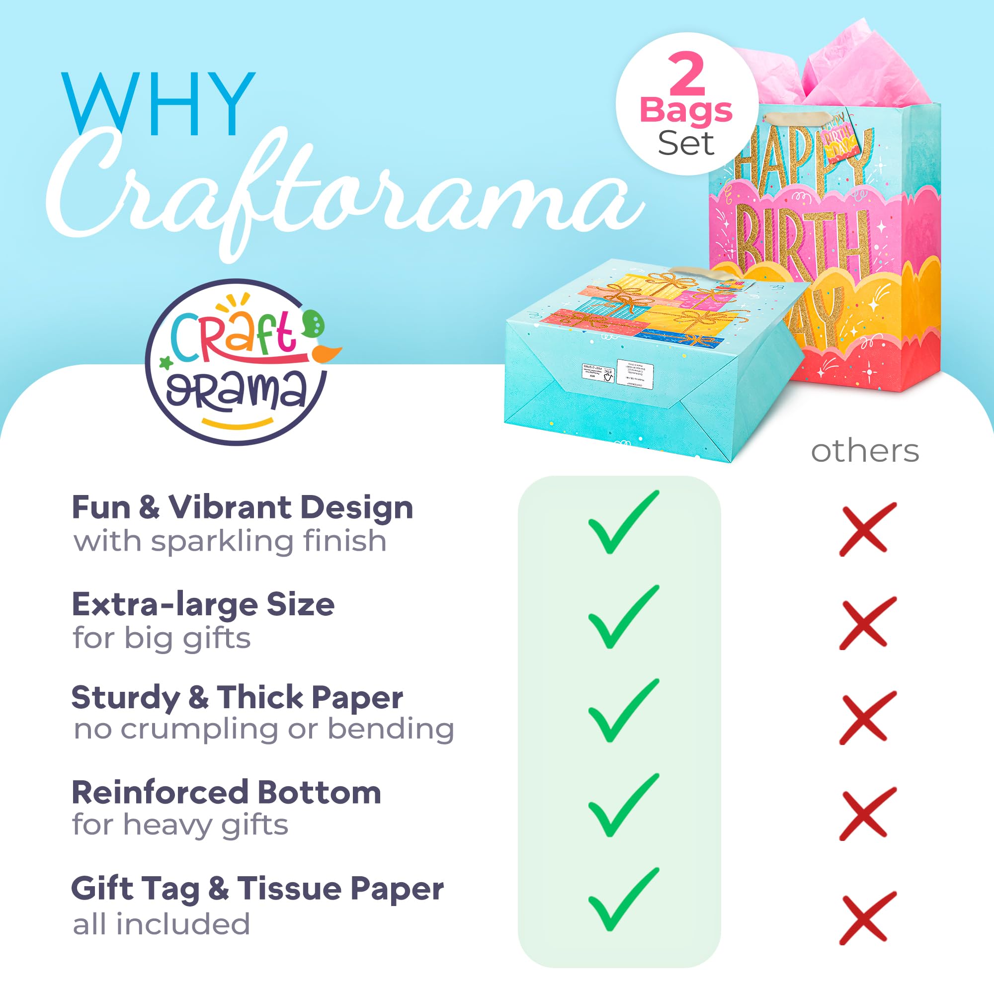 Craftorama bolsas en una mesa de fiesta con otros regalos para una presentación coordinada