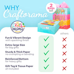 Craftorama bolsas en una mesa de fiesta con otros regalos para una presentación coordinada