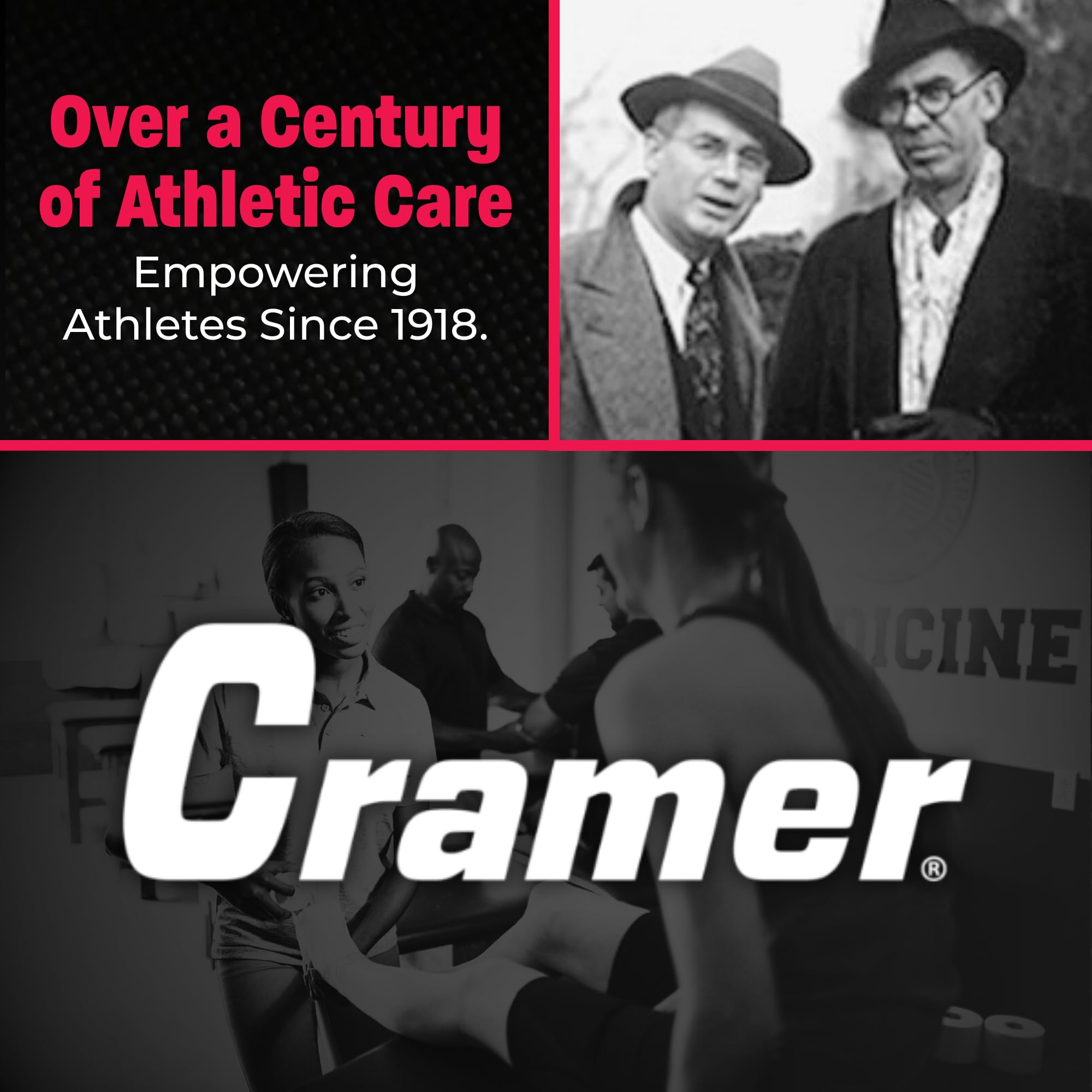 Cramer escena de equipo deportivo usando la cinta para uniformidad y soporte