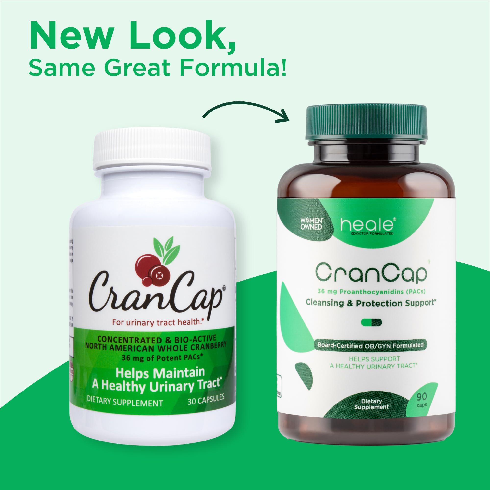 CranCap etiqueta con ingredientes y 36 mg PAC, confianza en la formulación