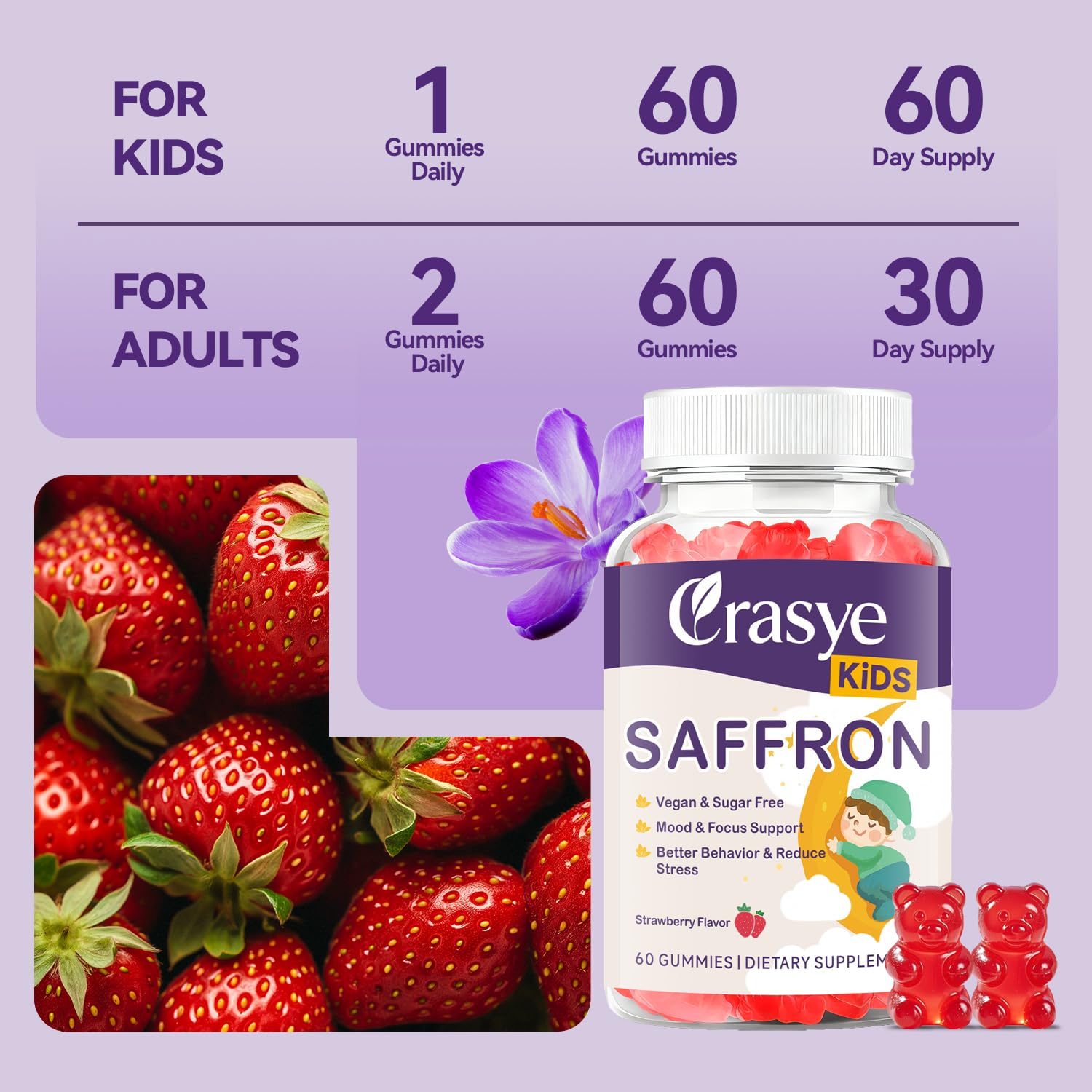 Crasye etiqueta nutricional y guía de dosificación, información clara