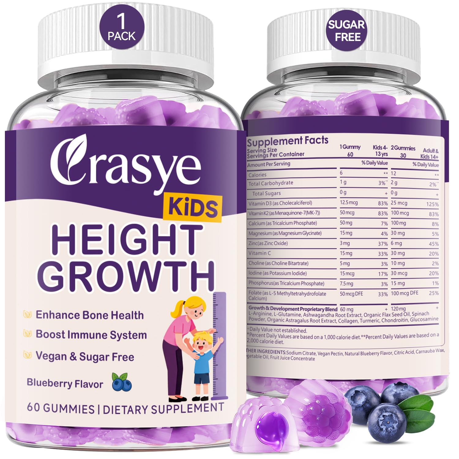 Crasye envase frontal que muestra ingredientes y beneficio óseo