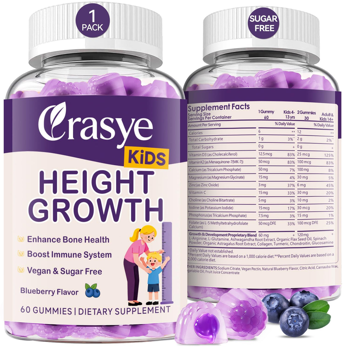 Crasye envase frontal que muestra ingredientes y beneficio óseo