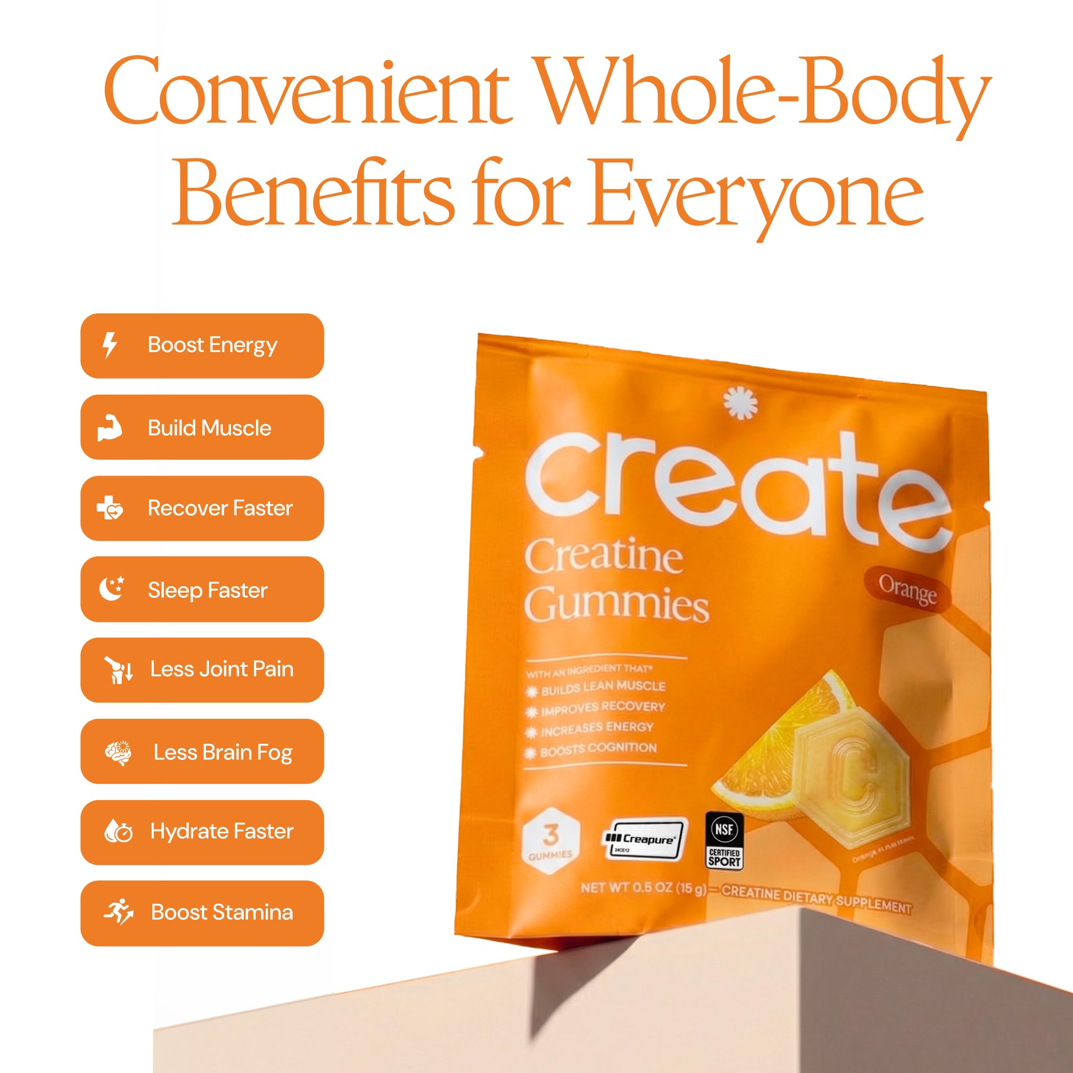 Create gomita en mano lista para consumir, práctica y portátil