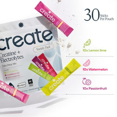 Create polvo del sobre abierto mostrando textura y disolución rápida