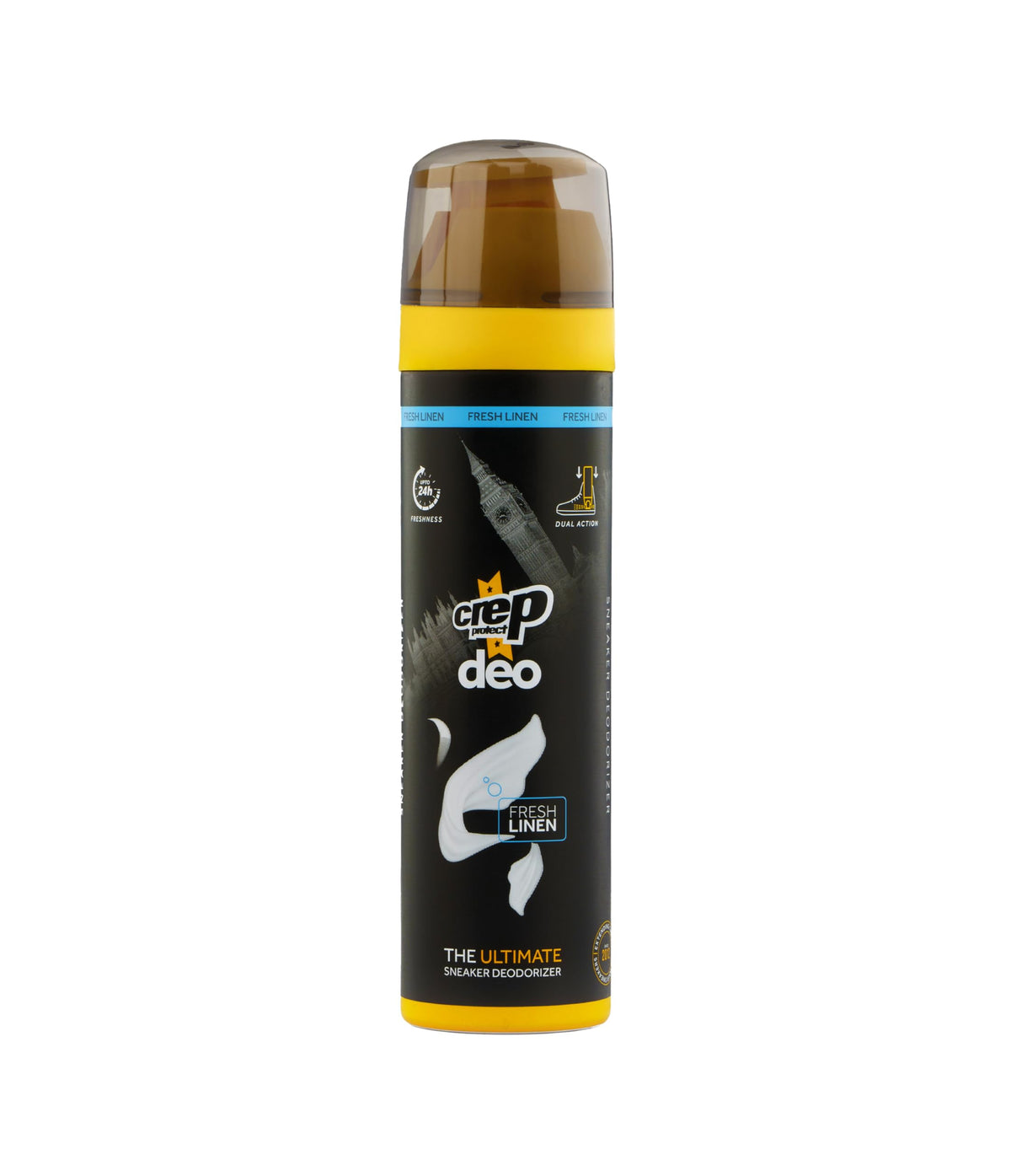 Crep Protect vista frontal del envase mostrando tamaño práctico y beneficio frescura