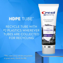 Tres tubos de Crest 3D White junto a una regla para comparar tamaño - escala y cantidad