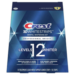 Crest 3D Whitestrips empaque frontal mostrando el kit, ayuda a identificar el producto